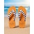 billige Slide sandaler-kvinders orange &amp;sortstribede klipklappere - tropiske strandsandaler med behagelige kanvasremme og skridsikker skumsål til ø-ferier, afslapning ved poolen &amp;sommerrejse