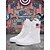 abordables Zapatos de mujer-Zapatillas deportivas blancas de lona de caña alta para mujer con estampado patriótico – Botas de lona con cordones y la bandera de EE. UU. para el Día de la Independencia y desfiles. &amp;ropa informal