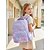 abordables Mochilas para Niños y Adolescentes-Conjunto de mochila escolar para niñas con estampado degradado en tonos pastel, mochila de poliéster de gran capacidad con múltiples compartimentos y bolsa para el almuerzo. &amp;Funda para carrito,
