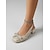 billige Pumps med blokhæl-kvinders perle &amp;Slingback-sko med lav blokhæl og rhinsten - elegant havefest til brudepiger og bryllupsgæster