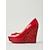 preiswerte Peep Toe Pumps-Rote Peeptoe-Wedge-Heels für Damen – sexy Glitzer-Plateauschuhe für Partys, Nachtleben und Clubbesuche
