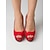 preiswerte Peep Toe Pumps-Rote Peeptoe-Wedge-Heels für Damen – sexy Glitzer-Plateauschuhe für Partys, Nachtleben und Clubbesuche