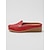 economico Zoccoli e pianelle da donna-Mules da donna rosse in similpelle: comode mocassini casual con dettagli dorati, scarpe da passeggio per le uscite di tutti i giorni e le attività estive.