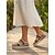 ieftine Espadrile-Sandale espadrile boho pentru femei - sandale cu platformă din piele întoarsă maro cu barete duble și cusături țesute, pentru vacanță în aer liber, la plajă sau în resort &amp;petrecere la piscină
