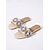 billige Slide sandaler-Beige flade sandaler til kvinder med farverige perler - elegante boheme-udsmykkede sandaler med firkantet tå til sommerstrand og fest