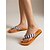 billige Slide sandaler-kvinders orange &amp;sortstribede klipklappere - tropiske strandsandaler med behagelige kanvasremme og skridsikker skumsål til ø-ferier, afslapning ved poolen &amp;sommerrejse