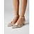 billige Pumps med blokhæl-damesko med blokhæl og champagnefarvet satin - elegante sko med krystalsløjfe til cocktailparties og aftenarrangementer