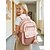 economico Zaini per Bambini e Adolescenti-Zaino per ragazze adolescenti per la scuola, borsa scolastica in poliestere capiente con molte tasche, rosa carino &amp;Zaino da viaggio marrone con ciondolo a forma di orsetto, spallacci regolabili,