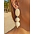 abordables Accessoires de vacances-Boucles d'oreilles pendantes en bois pour femme, ornées de perles et de fils texturés, style bohème géométrique. Idéales pour les vacances d'été à la plage. Un cadeau parfait !