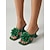 preiswerte Absatzsandalen-Grüne, florale Damen-Sandalen mit hohem Absatz – elegante Lackleder-Pantoletten mit eckiger Zehenpartie und skulpturalem Kitten-Heel &amp;Blumendetails für tropische Urlaube, Abendgalas &amp;Gartenpartys