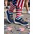 billige Damesko-Blå slip-on damesko i USA-stil - afslappede sneakers med amerikansk ørneflagprint, åndbar mesh-overdel og let EVA-sål, perfekte til parader og festligheder under den fjerde juli