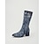 preiswerte Frauen-Damen-Cowboystiefel aus blauem Denim – Vintage-Jeansstiefel mit kniehohem Absatz und Blockabsatz für Open-Air-Musikfestivals und Coachella-Outfits &amp;Country-Konzert