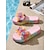 abordables Femmes-Sandales compensées à fleurs colorées pour femmes - mules à semelle épaisse effet croco arc-en-ciel, idéales pour les pool parties, les vacances à la plage et les moments de détente en station balnéaire.