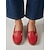 economico Zoccoli e pianelle da donna-Mules da donna rosse in similpelle: comode mocassini casual con dettagli dorati, scarpe da passeggio per le uscite di tutti i giorni e le attività estive.