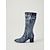 preiswerte Frauen-Damen-Cowboystiefel aus blauem Denim – Vintage-Jeansstiefel mit kniehohem Absatz und Blockabsatz für Open-Air-Musikfestivals und Coachella-Outfits &amp;Country-Konzert