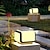 abordables Lampadaire sur poteau-Mât d'éclairage solaire extérieur, corps de lampe en acier inoxydable IP65 et abat-jour en PE, LED blanc chaud 3000K, montage sur colonne ou en surface plane pour jardin, terrasse, rue