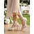 baratos Convidado do casamento-Sapatos de salto alto femininos em cetim com strass - elegantes scarpins de bico fino para convidadas de casamento no jardim