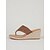 levne Espadrilky-Dámské hnědé espadrilky na klínku - elegantní háčkované krajkové žabky s vysokou platformou na ostrovní dovolenou, plavbu po pláži &amp;letní středisko
