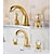 abordables Trous multiples-robinet mitigeur d'évier de salle de bain répandu, robinets de lavabo en laiton 2 poignées poignée en cristal de style rétro à 3 trous, salle de bain avec tuyau d'eau chaude et froide