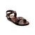 billige Flate sandaler-Brune, flate skinnsandaler til dame med justerbar ankelrem – klassiske sommersandaler med dobbel spenne for uformell turgåing og reiser