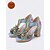 billige Hæl-sandaler-Dames boheme sandaler i ægte læder - blomsterprint, udskårne peep toe-hæle med kraftig guldglittersål til ø-ferie, strandresort &amp;sommerferie