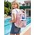 cheap Kids &amp; Teen Backpacks-Girls' Back to School Backpack, Large Capacity PVC Transparent School Bag, Multi-Layer Organizer, Pink Purple Black, Waterproof, Ideal for Elementary &amp; Middle School Students, Daily School Use