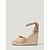 voordelige Espadrille Sandalen-Espadrilles met sleehak voor dames - beige suède platformschoenen met enkelbandje en open neus, perfect voor een strandvakantie, tropische cruise of zwembadfeest.