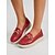abordables Zapatillas sin cordones y mocasines de mujer-Mocasines de mujer de piel sintética roja con detalle de cadena dorada: zapatos planos cómodos y ligeros, ideales para caminar, trabajar de forma informal, viajar y para el uso diario.
