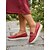 abordables Zapatillas sin cordones y mocasines de mujer-Mocasines de mujer de piel sintética roja con detalle de cadena dorada: zapatos planos cómodos y ligeros, ideales para caminar, trabajar de forma informal, viajar y para el uso diario.
