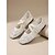 baratos Sapatilhas de mulher-Sapatilhas femininas off-white de renda - modelo Mary Jane de bico quadrado com tiras elásticas, perfeitas para o dia a dia. &amp;férias de verão