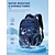 abordables Sacs à dos pour Enfants et Adolescents-Sac à dos scolaire pour garçon sur le thème de l'espace, grand format, multi-compartiments, en polyester imperméable, bandes réfléchissantes, panneau dorsal respirant, bleu, noir et vert.