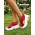 cheap Sport Sandals-Women's Red Air Cushion Platform Sandals – Breathable Knit Open Toe Walking Sandals with Shock Absorption, Lightweight Comfort Sole and Slip-On Design for Travel, Vacation and Everyday Wear