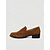 ieftine Mocasini de Damă-Mocasini maro din piele întoarsă pentru femei - pantofi slip-on cu toc gros și model uniform pentru fuste plisate, ținute casual de stradă