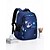 abordables Sacs à dos pour Enfants et Adolescents-Sac à dos scolaire pour garçon sur le thème de l'espace, grand format, multi-compartiments, en polyester imperméable, bandes réfléchissantes, panneau dorsal respirant, bleu, noir et vert.