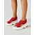 cheap Sport Sandals-Women's Red Air Cushion Platform Sandals – Breathable Knit Open Toe Walking Sandals with Shock Absorption, Lightweight Comfort Sole and Slip-On Design for Travel, Vacation and Everyday Wear