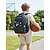 abordables Sacs à dos pour Enfants et Adolescents-Sac à dos scolaire pour garçon sur le thème de l'espace, grand format, multi-compartiments, en polyester imperméable, bandes réfléchissantes, panneau dorsal respirant, bleu, noir et vert.