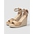 voordelige Espadrille Sandalen-Espadrilles met sleehak voor dames - beige suède platformschoenen met enkelbandje en open neus, perfect voor een strandvakantie, tropische cruise of zwembadfeest.