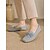 abordables Zapatillas sin cordones y mocasines de mujer-Mocasines grises transpirables de punto para mujer: zapatos cómodos de punta cuadrada sin cordones con detalle de lazo y plantilla acolchada. &amp;Suela exterior de goma antideslizante para