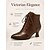 cheap Victorian &amp; Edwardian-Women's Brown Victorian Vintage Lace Up Boots - Wingtip Brogue Edwardian Spool Kitten Heel Booties for Cosplay, Retro Tea Party