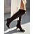 abordables Botas de moda-Botas altas de ante marrón oscuro para mujer: cómodas, con punta afilada, tacón de bloque alto y cierre de cordones, ideales para el día a día en otoño e invierno.