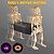 abordables Halloween-Esqueleto animado cargando un ataúd, accesorio de Halloween con luz LED y control por voz.