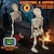 abordables Halloween-Esqueleto animado cargando un ataúd, accesorio de Halloween con luz LED y control por voz.