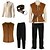 billiga Outfits-Set Retro / vintage Medeltida kostymer Renässans Byxa Väst Midjeskärp med tillbehör Lång ärm Pirat Krigare Tempelherre Maskeradkläder Herr Pirat fantasi Halloween Karnival Maskerad Prestanda LARP Ren