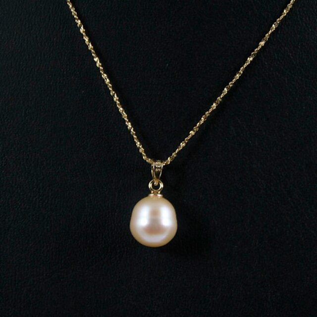  Women's Pink Pearl Freshwater Pearl Pendant Necklace Ball Simple Elegant Gold Stainless Steel Gold Plated Brooch Jewelry Gold For Party Anniversary Birthday Gift Daily Daily Wear