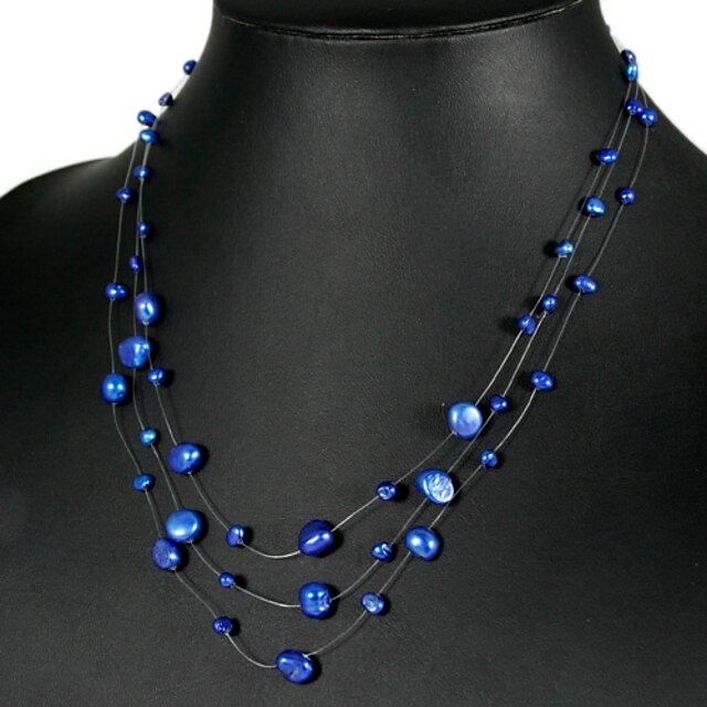  Perle Bleu Argent Colliers Tendance Bijoux pour Soirée Anniversaire Cadeau Quotidien Chaîne unique