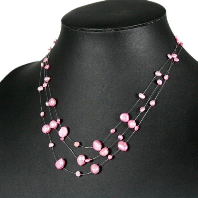  Pink Pearl Sterling Silver Necklace Jewelry For Party Anniversary Birthday Gift Daily