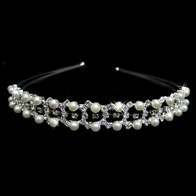  vackra klara kristaller och pärlor imitation bröllop brud tiara / huvudstycke