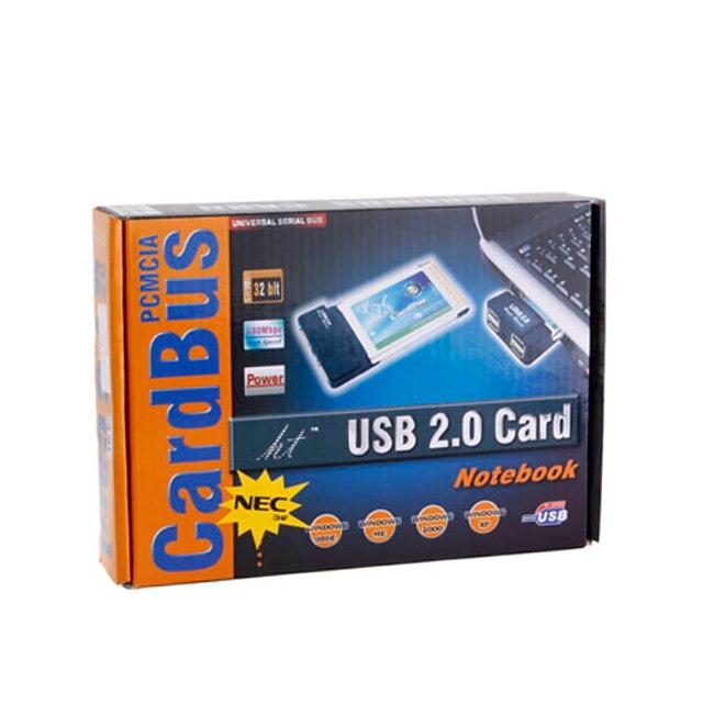  2-port USB 2.0 PCMCIA utvidelseskort for laptoper