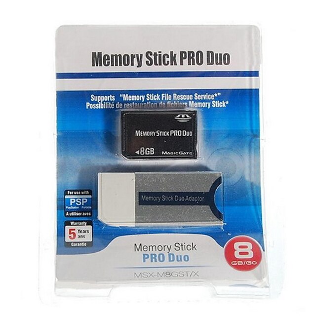  8GB Memory Stick PRO Duo minneskort och Memory Stick Duo-adapter