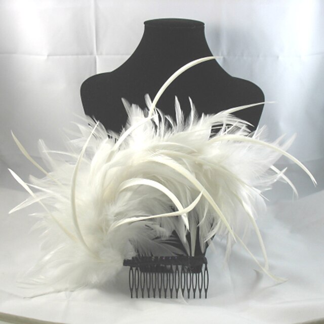  Feather Alloy Hair Combs Headpiece Elegant Classical Feminine Style